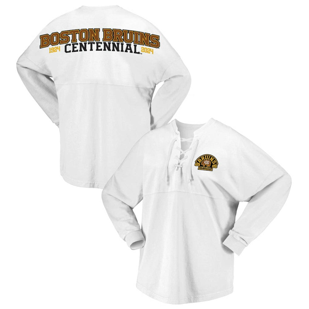 NHL Boston Bruins Fanatics Women's 100th Anniversary Spirit Jersey T-Shirt