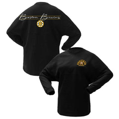 NHL Boston Bruins Fanatics Women's 100th Anniversary Sparkle Spirit Jersey T-Shirt