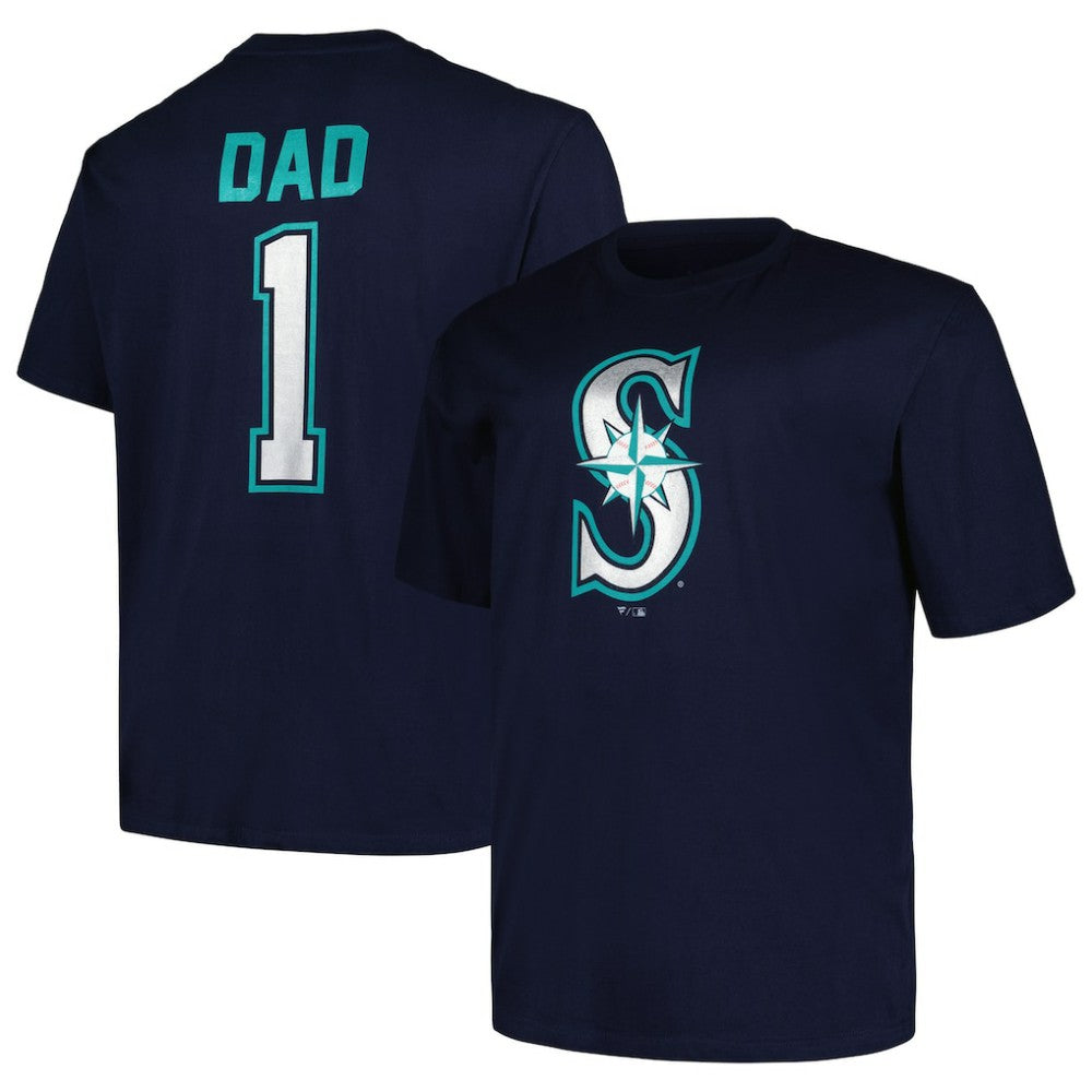 Navy Seattle Mariners Profile Big & Tall #1 Dad T-Shirt