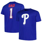 Royal Philadelphia Phillies Profile Big & Tall #1 Dad T-Shirt