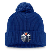 NHL Edmonton Oilers Fanatics Primary Logo Cuffed Knit Hat with Pom