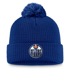 NHL Edmonton Oilers Fanatics Primary Logo Cuffed Knit Hat with Pom