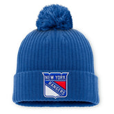 NHL New York Rangers Fanatics Primary Logo Cuffed Knit Hat with Pom
