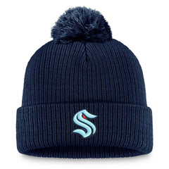 NHL Seattle Kraken Fanatics Primary Logo Cuffed Knit Hat with Pom