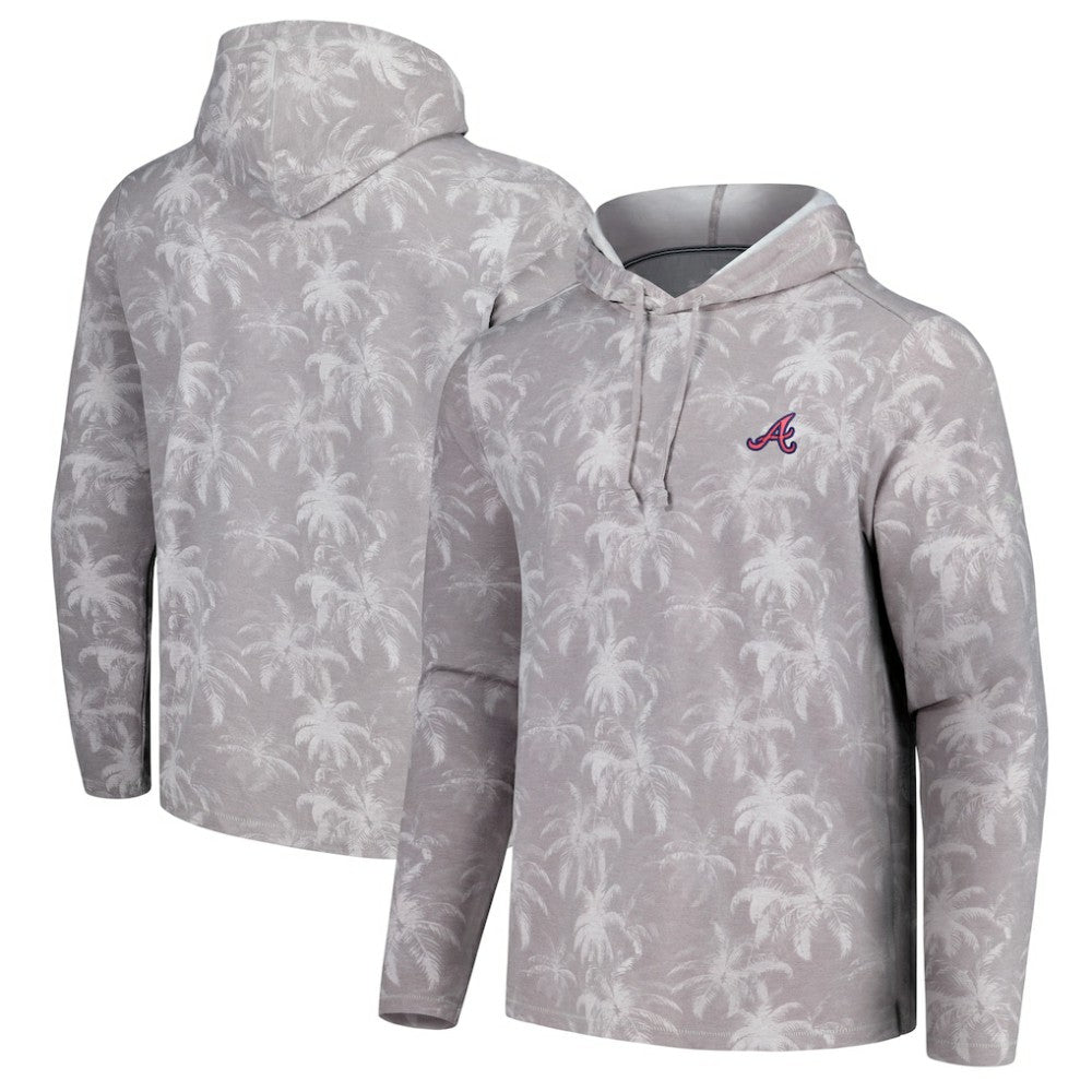 Gray Atlanta Braves Tommy Bahama Palm Frenzy Hoodie Long Sleeve T-Shirt