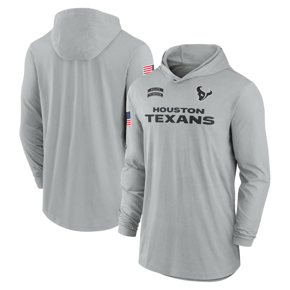 2024 Salute to Service Lightweight Dri-FIT Long Sleeve Hoodie T-Shirt - Houston Texans Hoodies