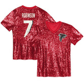 Bijan Robinson Girls Youth Sequin V-Neck Fashion Jersey - Atlanta Falcons Jerseys