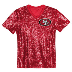 Brock Purdy Girls Youth Sequin V-Neck Fashion Jersey - San Francisco 49ers Jerseys