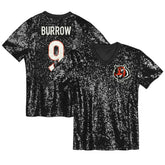 Joe Burrow Girls Youth Sequin V-Neck Fashion Jersey - Cincinnati Bengals Jerseys