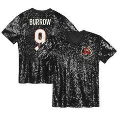 Joe Burrow Girls Youth Sequin V-Neck Fashion Jersey - Cincinnati Bengals Jerseys