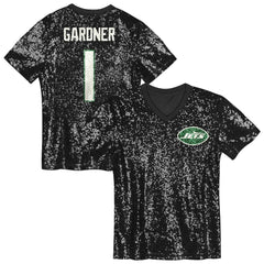 Sauce Gardner Girls Youth Sequin V-Neck Fashion Jersey - New York Jets Jerseys