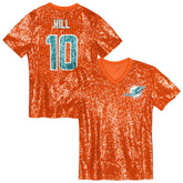 Tyreek Hill Girls Youth Sequin V-Neck Fashion Jersey - Miami Dolphins Jerseys
