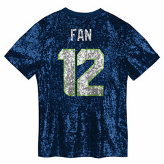 12 Fan Girls Youth Sequin V-Neck Fashion Jersey - Seattle Seahawks Jerseys