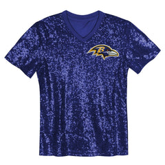 Lamar Jackson Girls Youth Sequin V-Neck Fashion Jersey - Baltimore Ravens Jerseys