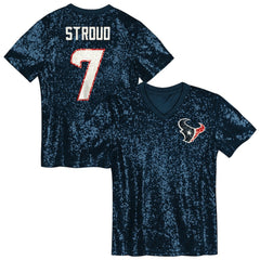 C.J. Stroud Girls Youth Sequin V-Neck Fashion Jersey - Houston Texans Jerseys