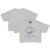 Gray New Era Women's Bella Dona x Los Angeles Dodgers Boxy Crop T-Shirt