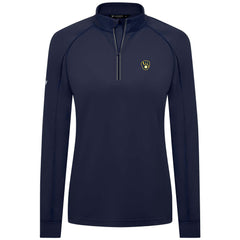 Navy Milwaukee Brewers Levelwear Women's Kinetic Insignia Quarter-Zip Pullover