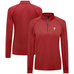 Red Philadelphia Phillies Levelwear Women's Kinetic Insignia Quarter-Zip Pullover