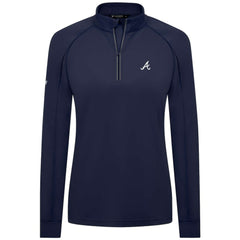 Navy Atlanta Braves Levelwear Women's Kinetic Insignia Quarter-Zip Pullover