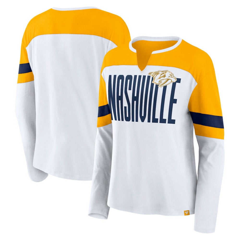 NHL Nashville Predators Fanatics Women's Frozen Long Sleeve Notch Neck T-Shirt