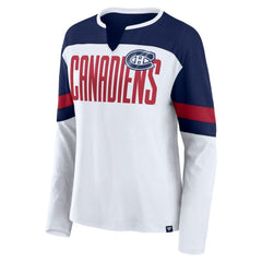 NHL Montreal Canadiens Fanatics Women's Frozen Long Sleeve Notch Neck T-Shirt