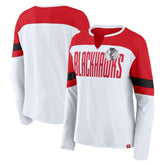 NHL Chicago Blackhawks Fanatics Women's Frozen Long Sleeve Notch Neck T-Shirt