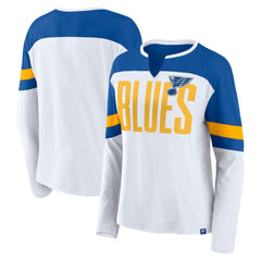 NHL St. Louis Blues Fanatics Women's Frozen Long Sleeve Notch Neck T-Shirt