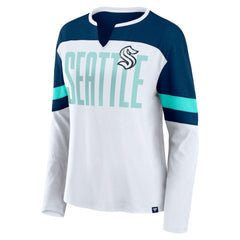 NHL Seattle Kraken Fanatics Women's Frozen Long Sleeve Notch Neck T-Shirt