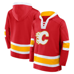 NHL Calgary Flames Fanatics Inside Line Fleece Pullover Hoodie- Red