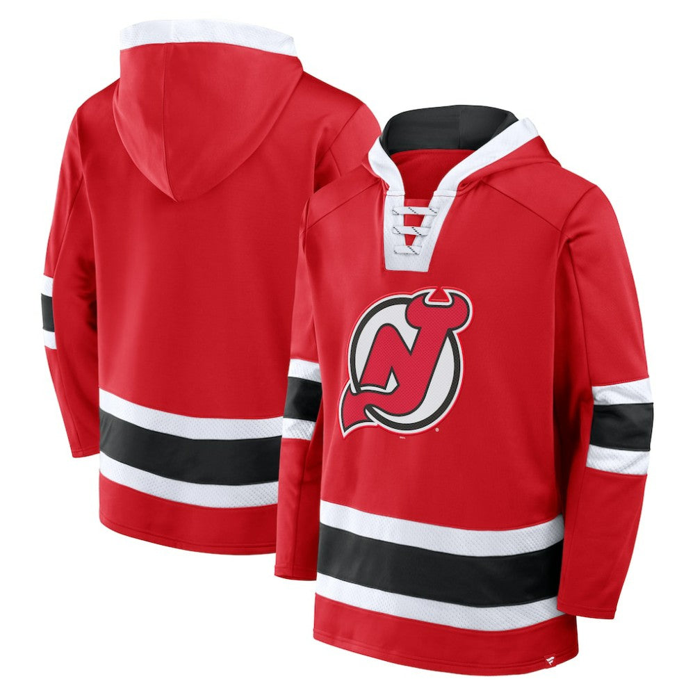 NHL New Jersey Devils Fanatics Inside Line Fleece Pullover Hoodie- Red