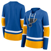 NHL St. Louis Blues Fanatics Women's Prime Time Lace-Up Long Sleeve T-Shirt
