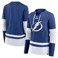 NHL Tampa Bay Lightning Fanatics Women's Prime Time Lace-Up Long Sleeve T-Shirt