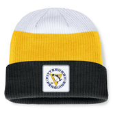 NHL Pittsburgh Penguins Fanatics Heritage Showboat Color-Block Cuffed Knit Hat