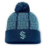 NHL Seattle Kraken Fanatics Fundamental Empty Net Cuffed Knit Hat with Pom