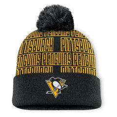 NHL Pittsburgh Penguins Fanatics Fundamental Empty Net Cuffed Knit Hat with Pom