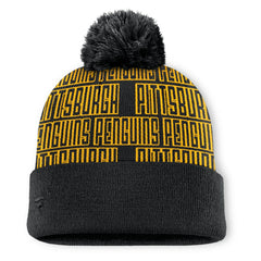 NHL Pittsburgh Penguins Fanatics Fundamental Empty Net Cuffed Knit Hat with Pom