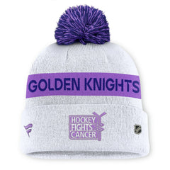 NHL Vegas Golden Knights Fanatics Hockey Fights Cancer Cuffed Knit Hat with Pom