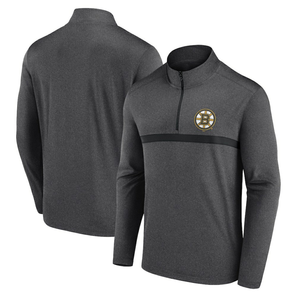 NHL Boston Bruins Logo Athletic Head-to-Head Raglan Quarter-Zip Top