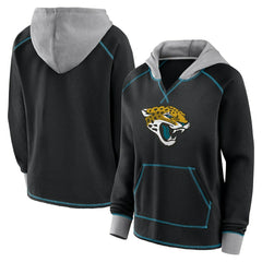Logo Athletic Women's Boom Fleece Pullover V-Neck Hoodie - Jacksonville Jaguars Hoodies