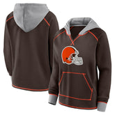 Logo Athletic Women's Boom Fleece Pullover V-Neck Hoodie - Cleveland Browns Hoodies