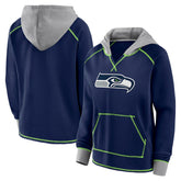 Logo Athletic Women's Boom Fleece Pullover V-Neck Hoodie - Seattle Seahawks Hoodies