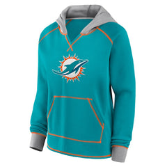 Logo Athletic Women's Boom Fleece Pullover V-Neck Hoodie - Miami Dolphins Hoodies