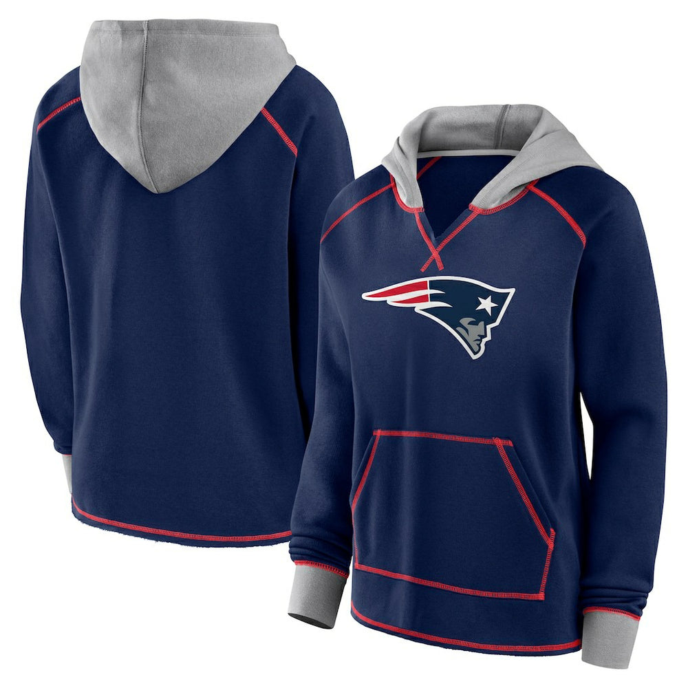 Logo Athletic Women's Boom Fleece Pullover V-Neck Hoodie - New England Patriots Hoodies
