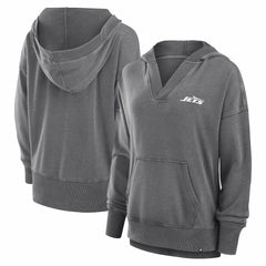 Women's Initiative Snow Wash French Terry V-Neck Pullover Hoodie - New York Jets Hoodies