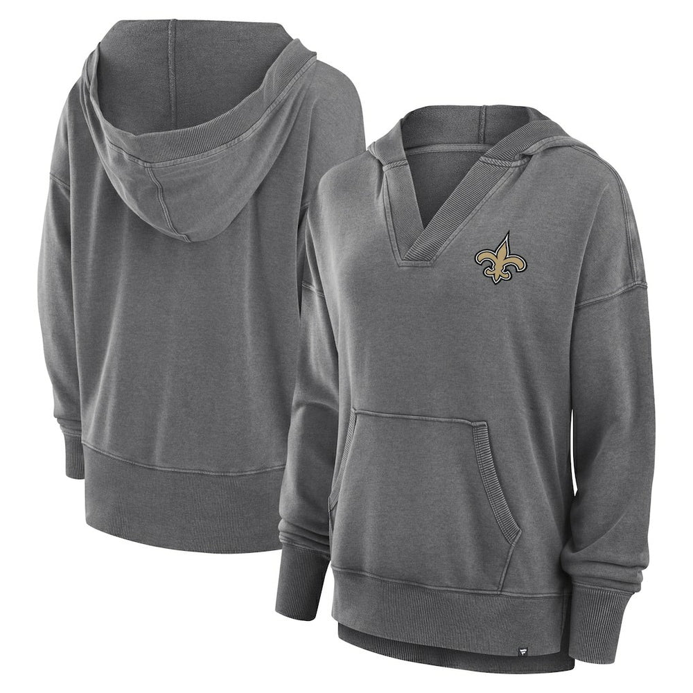 Women's Initiative Snow Wash French Terry V-Neck Pullover Hoodie - New Orleans Saints Hoodies