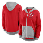 NHL New Jersey Devils Logo Athletic Women's Hit It French Terry Full-Zip Hoodie