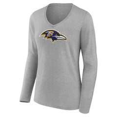 Lamar Jackson Women's Icon Player Name & Number Long Sleeve V-Neck T-Shirt - Baltimore Ravens T-shirts