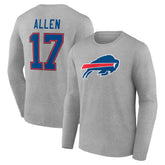 Josh Allen Icon Player Name & Number Long Sleeve T-Shirt - Buffalo Bills T-shirts