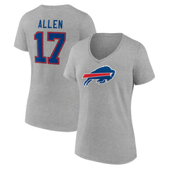 Josh Allen Women's Icon Player Name & Number V-Neck T-Shirt - Buffalo Bills T-shirts