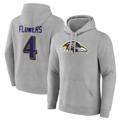 Zay Flowers Icon Player Name & Number Pullover Hoodie - Baltimore Ravens Hoodies